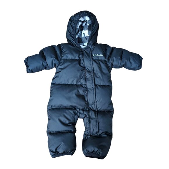 Down Filled Columbia Baby Bunting Suit 3-6 Months Black Hooded